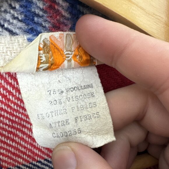 Vintage Career Club 70s Men S 14-14.5 Red Plaid Shacket Button Shirt Wool Blend - Picture 7 of 8